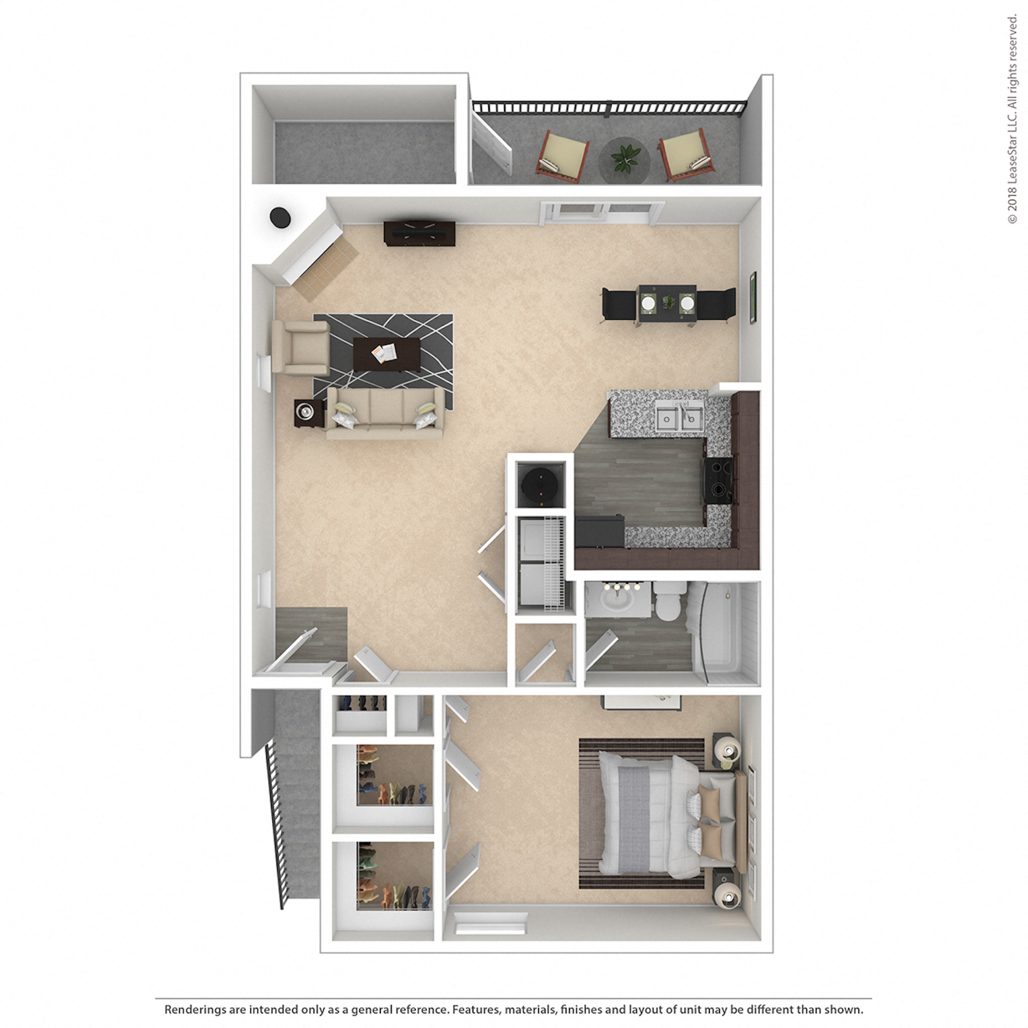 Floor plan for 1 bed, 1 bath, 1300 sqft
